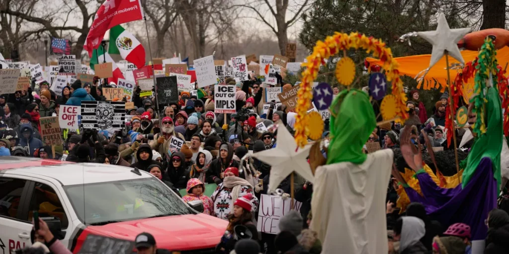 Thousands protest in Minneapolis after deadly ICE shooting as agents continue city-wide sweeps Thousands protest in Minneapolis after deadly ICE shooting as agents continue city-wide sweeps