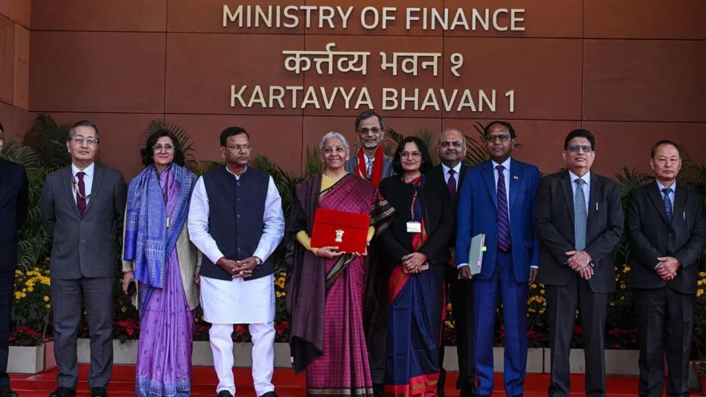 FM Nirmala Sitharaman picks Kanjeevaram silk as she steps out to present Union Budget 2026