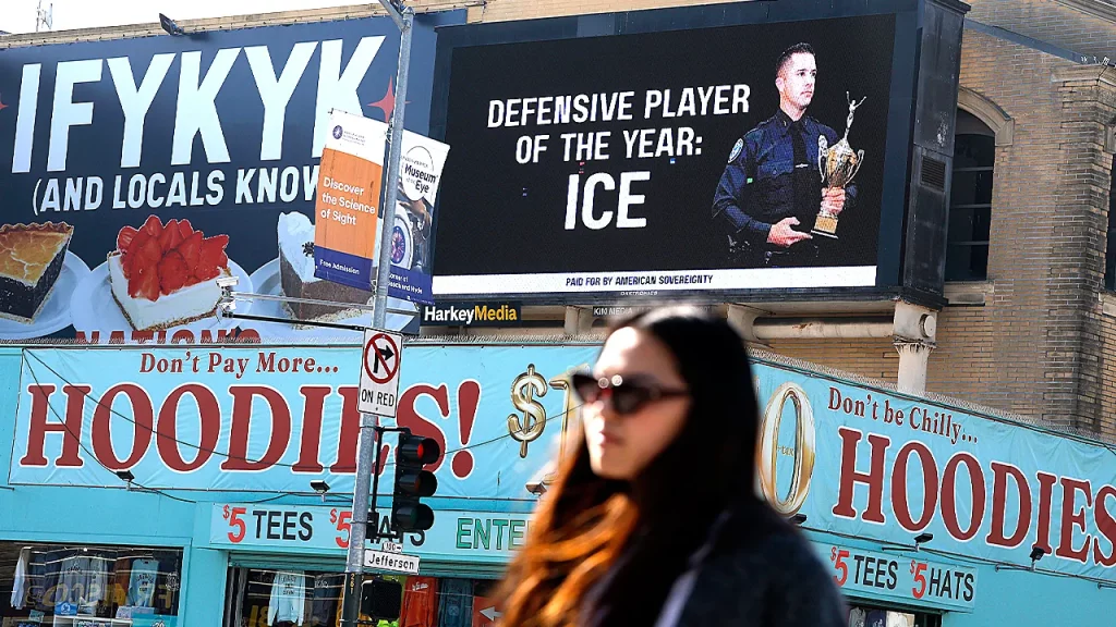 ICE support billboard appears in San Francisco ahead of Super Bowl LX