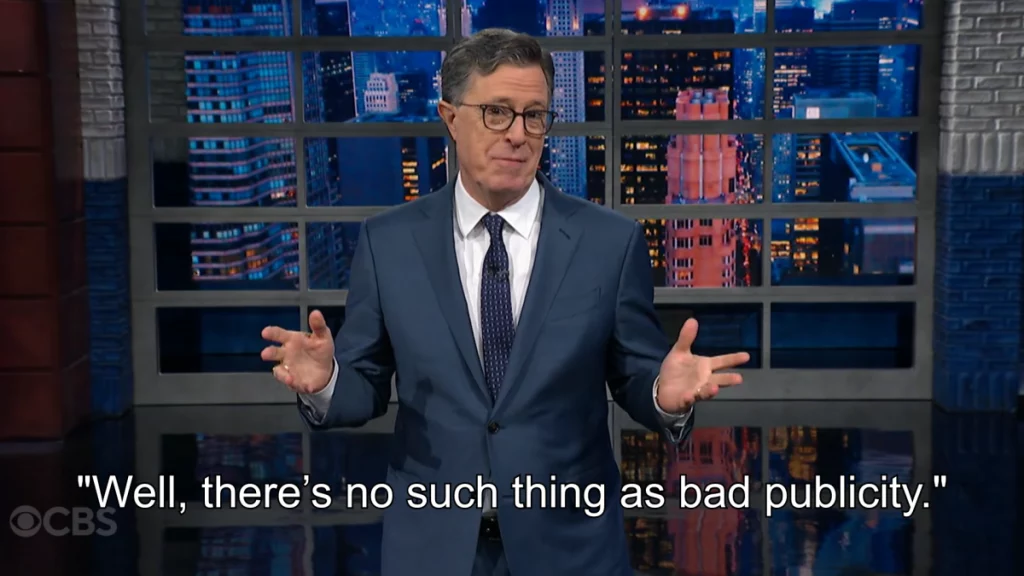 Stephen Colbert reacts to being mentioned in Epstein files