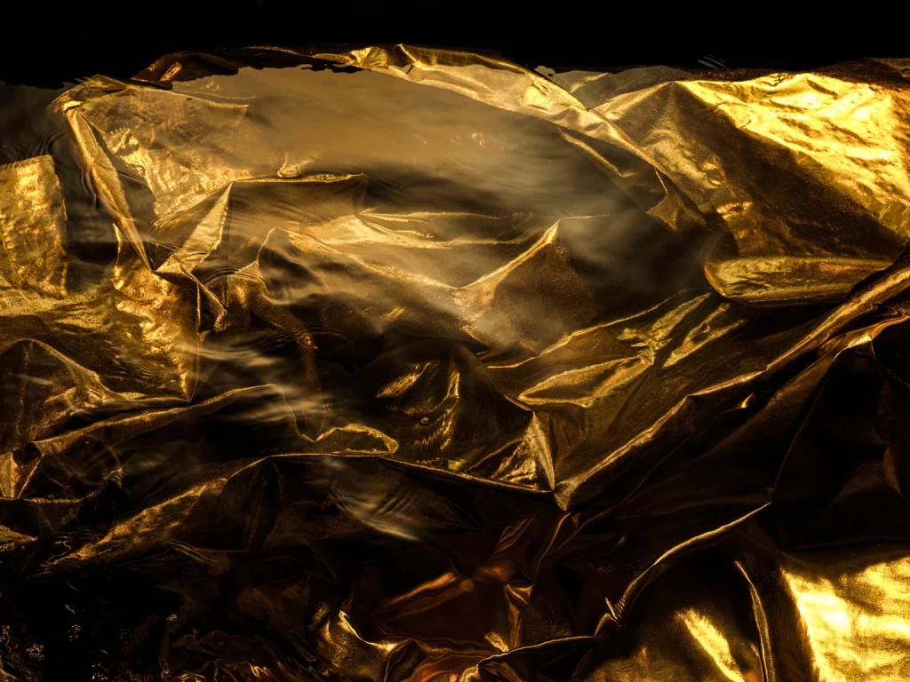 Crinkled gold fabric