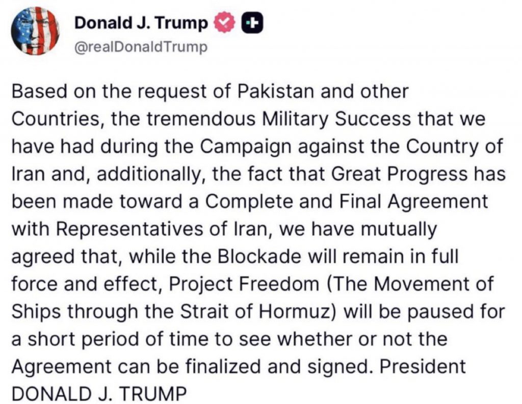Iran War: Trump "Pauses" Failed Operation Freedom, Rubio Claims End to Epic Fury With Strait of Hormuz Still Blockaded and Alarms About Real World Damage Rising